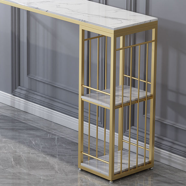 Glam Rectangle White Counter Height Set 1/2/3 Pieces Marble Pub Dining Set