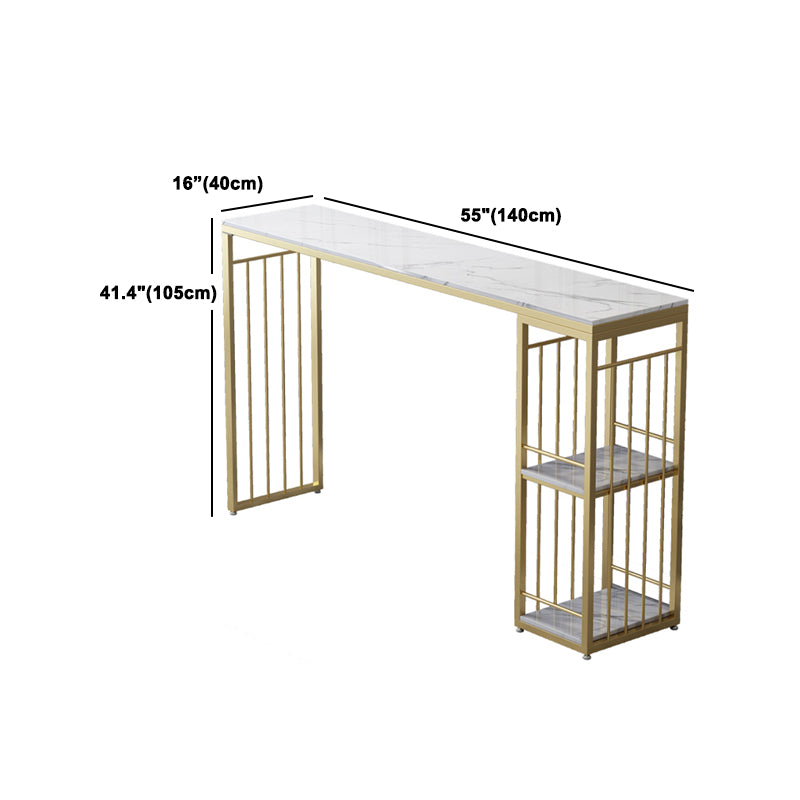 Glam Rectangle White Counter Height Set 1/2/3 Pieces Marble Pub Dining Set