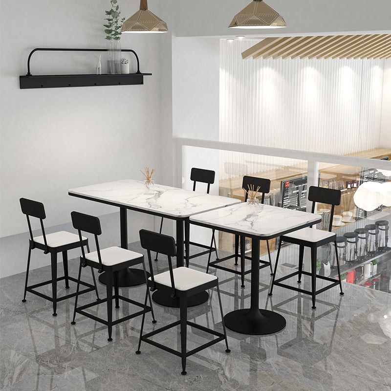 Modern Stone and Metal Dinette Set 1/2/5 Pieces White Table Set for Coffee Shop