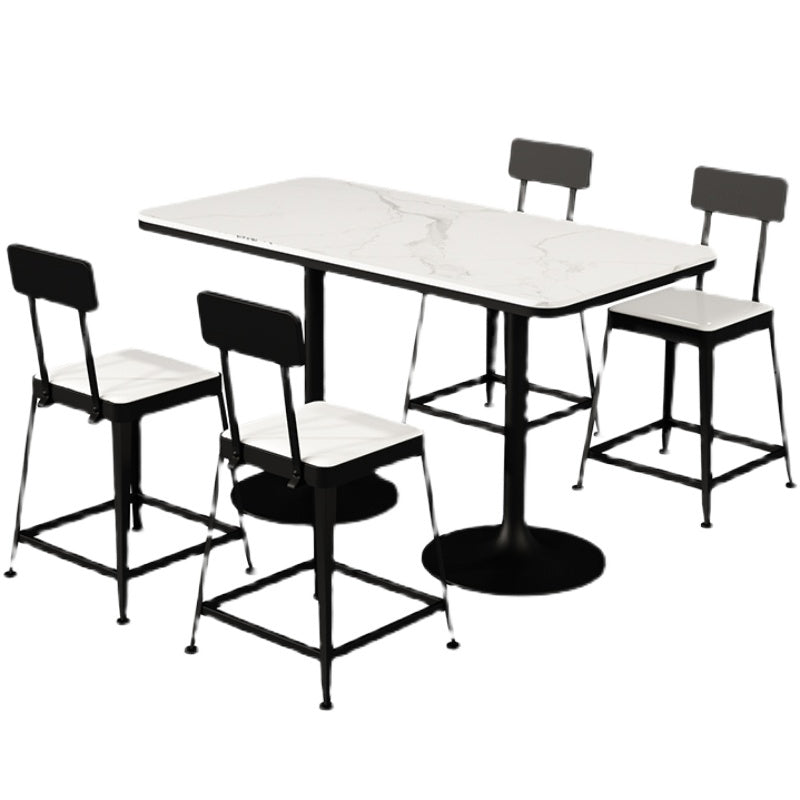 Modern Stone and Metal Dinette Set 1/2/5 Pieces White Table Set for Coffee Shop