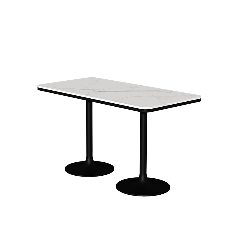 Modern Stone and Metal Dinette Set 1/2/5 Pieces White Table Set for Coffee Shop