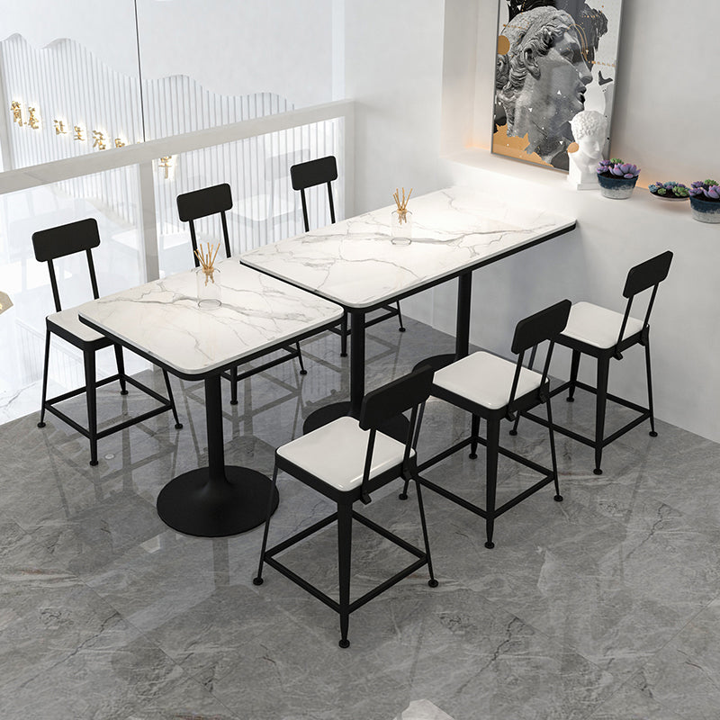 Modern Stone and Metal Dinette Set 1/2/5 Pieces White Table Set for Coffee Shop