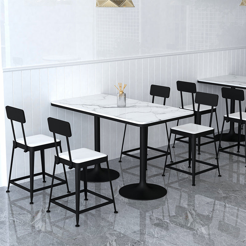 Modern Stone and Metal Dinette Set 1/2/5 Pieces White Table Set for Coffee Shop