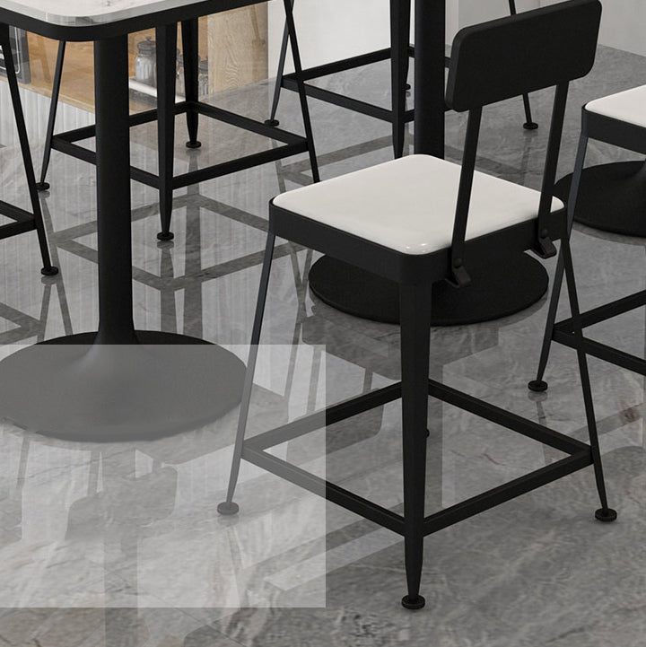 Modern Stone and Metal Dinette Set 1/2/5 Pieces White Table Set for Coffee Shop