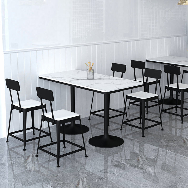 Modern Stone and Metal Dinette Set 1/2/5 Pieces White Table Set for Coffee Shop
