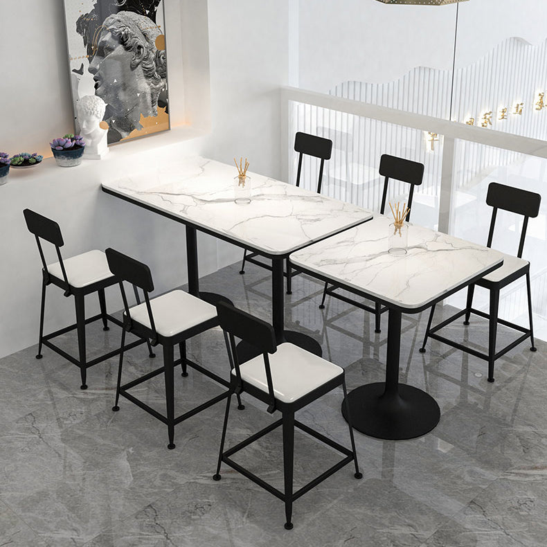 Modern Stone and Metal Dinette Set 1/2/5 Pieces White Table Set for Coffee Shop