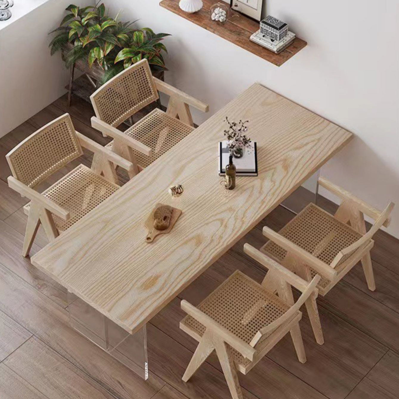 Modern Dining Set 1/2/5 Pieces Rectangle Pine Wood Dining Table for Dining Room Kitchen