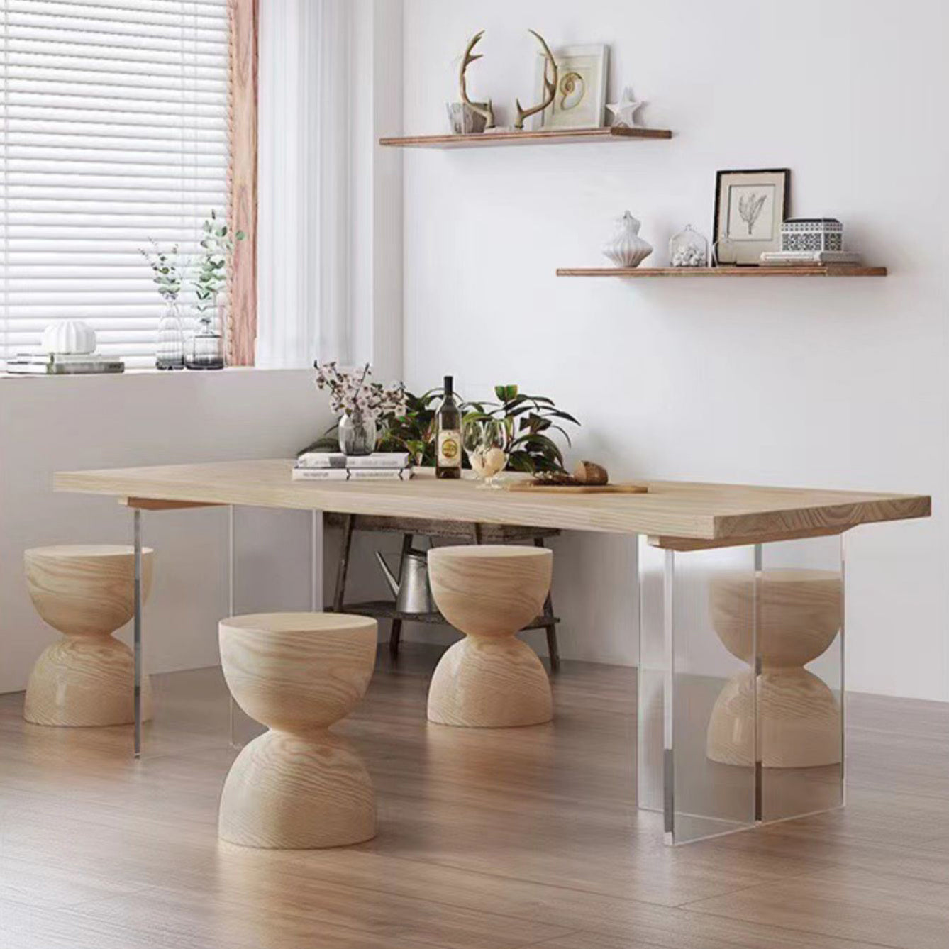 Modern Dining Set 1/2/5 Pieces Rectangle Pine Wood Dining Table for Dining Room Kitchen