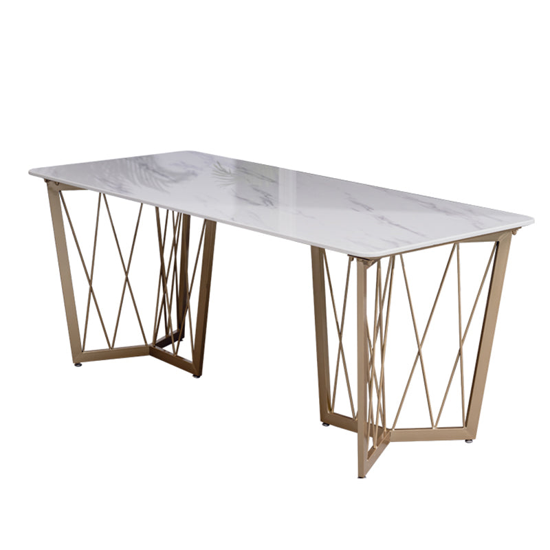 Glam Marble Top Dinette Set 1/2/5/6/7 Pieces White Rectangle Dining Table Set