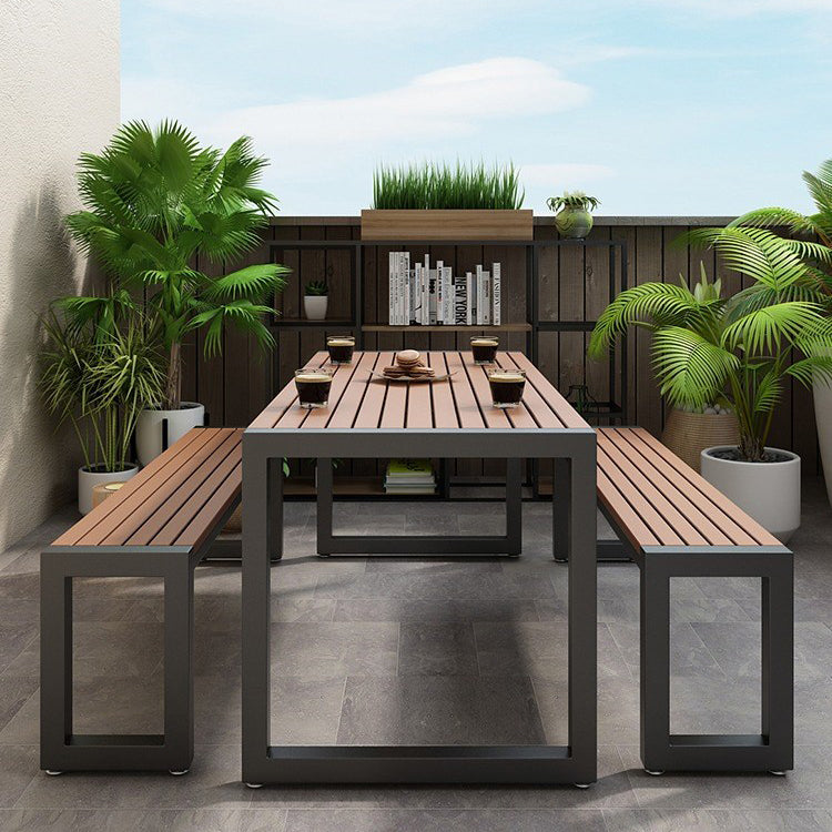 Industrial 1/3/5 Pieces Dining Set Rectangle Wood Dining Table for Courtyard