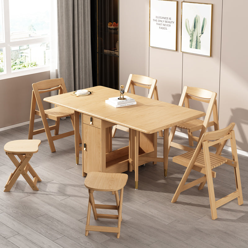 Solid Wood Dining Table Mid-Century Drop-Leaf Dining Table for Home Use