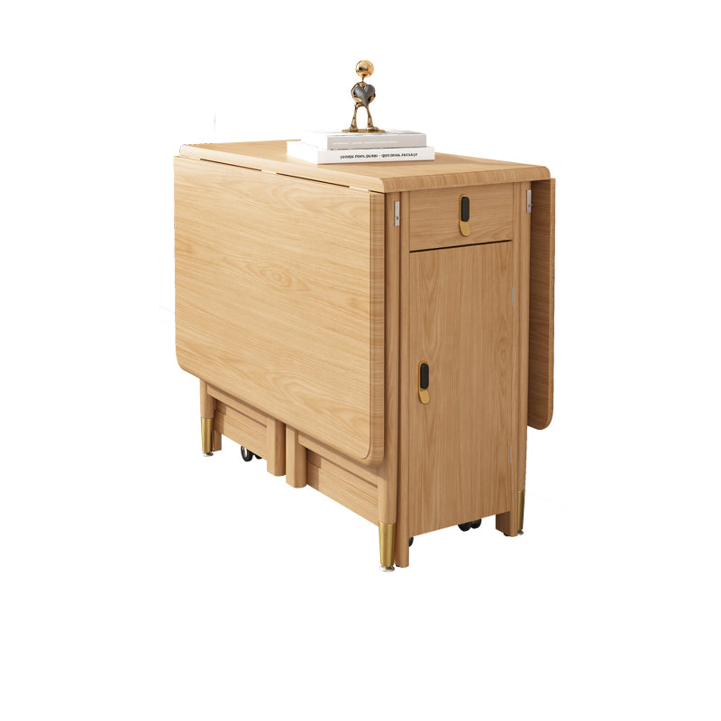 Solid Wood Dining Table Mid-Century Drop-Leaf Dining Table for Home Use