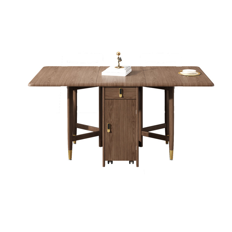 Solid Wood Dining Table Mid-Century Drop-Leaf Dining Table for Home Use