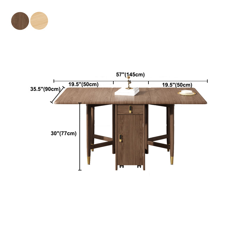 Solid Wood Dining Table Mid-Century Drop-Leaf Dining Table for Home Use