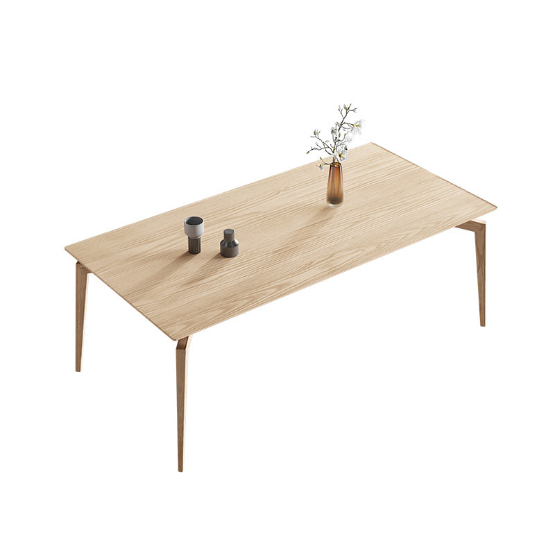 Rectangle 4 Legs Mid-Century Dining Table Wood Color Fixed Table of Ash Wood