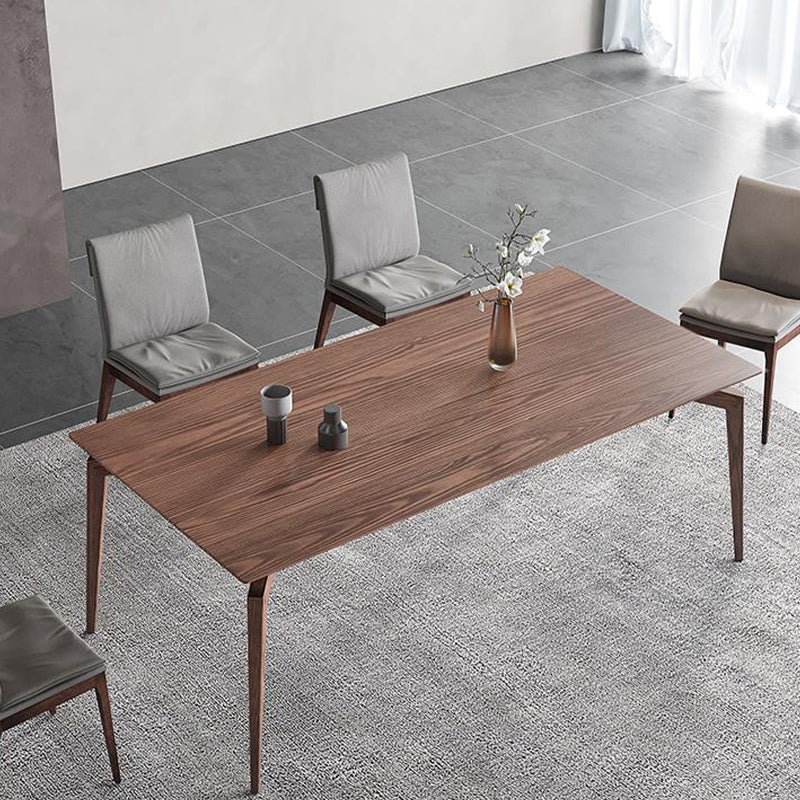 Rectangle 4 Legs Mid-Century Dining Table Wood Color Fixed Table of Ash Wood