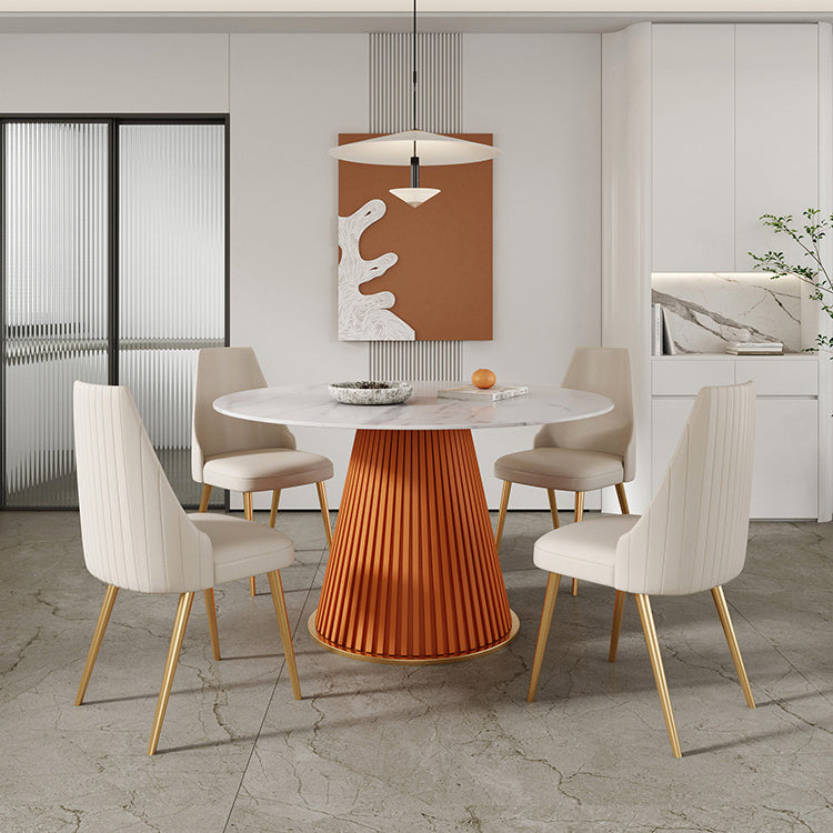 Traditional Luxury Dining Table Round Sintered Stone Table for Home