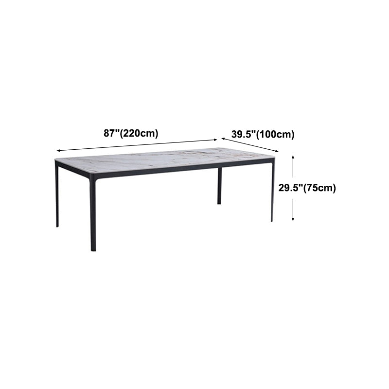 Metal Contemporary Rectangular Dining Table with 4 Legs Sintered Stone Table for Home