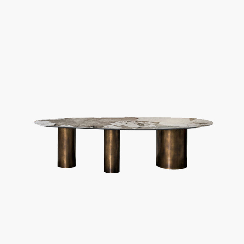Oval Traditional Luxury Stone Table Standard Height Dining Table