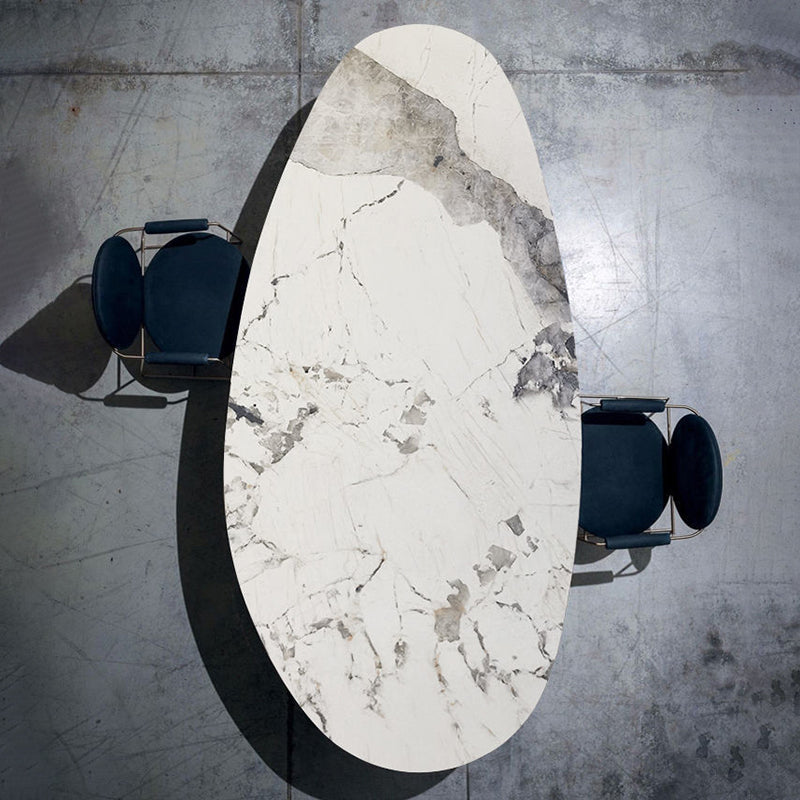Oval Traditional Luxury Stone Table Standard Height Dining Table