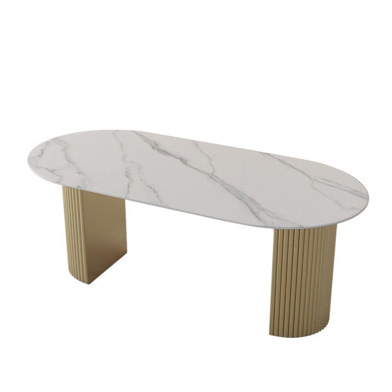 Traditional Luxury Dining Table Oval Double Pedestal Table for Home