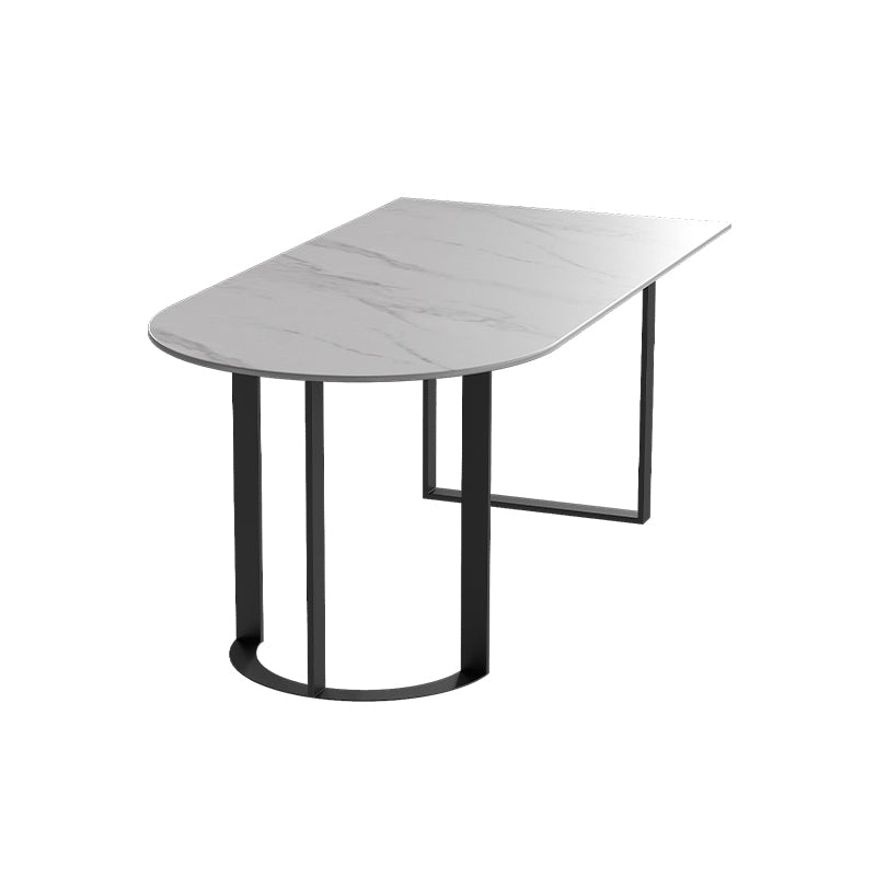 Contemporary Style Dining Table Stone Dining Room Table with Double Pedestal