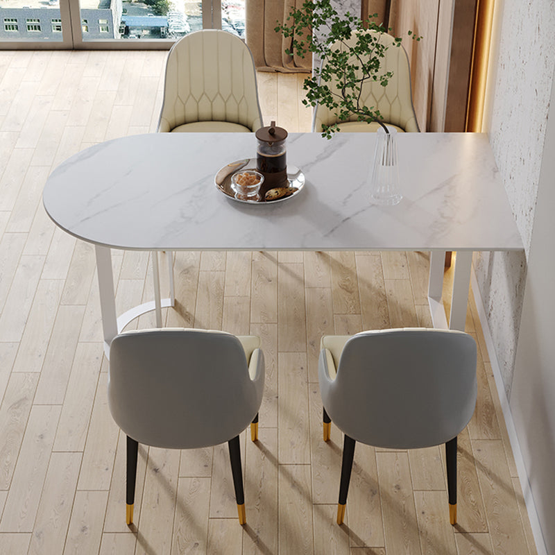 Contemporary Style Dining Table Stone Dining Room Table with Double Pedestal