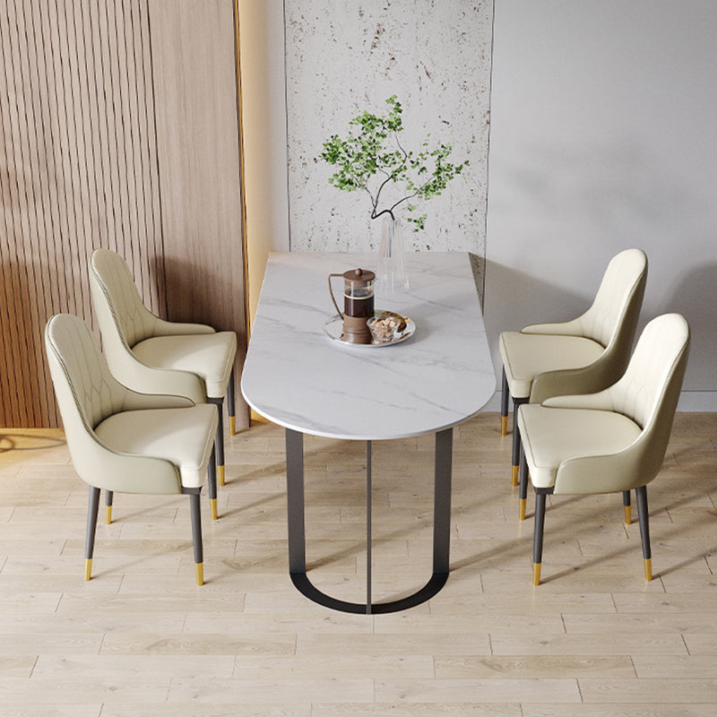 Contemporary Style Dining Table Stone Dining Room Table with Double Pedestal
