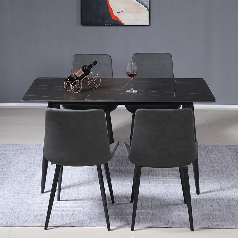 Modern Black Marble Counter Table Rectangle Dining Table for Kitchen