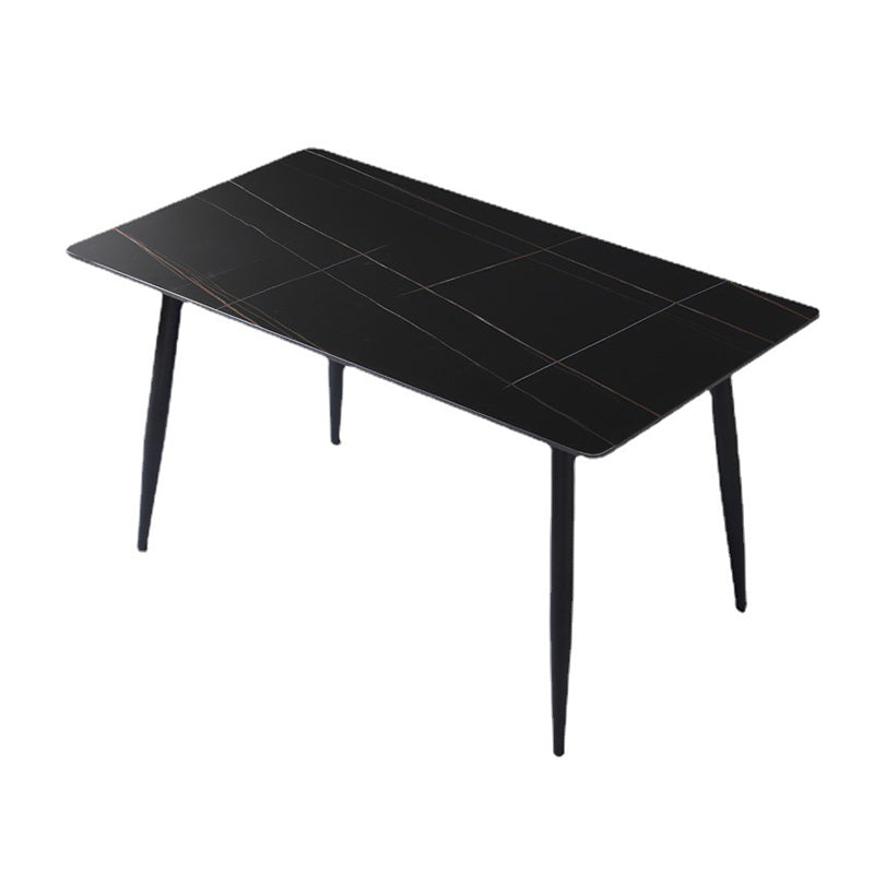 Modern Black Marble Counter Table Rectangle Dining Table for Kitchen
