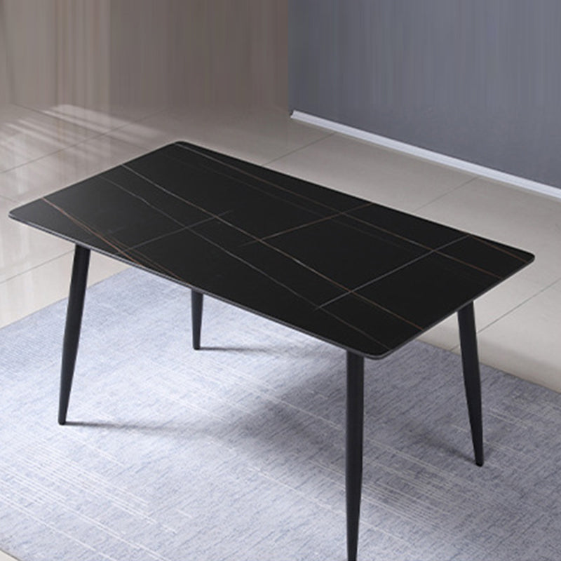 Modern Black Marble Counter Table Rectangle Dining Table for Kitchen