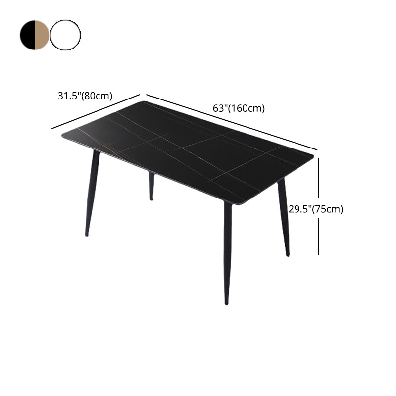 Modern Black Marble Counter Table Rectangle Dining Table for Kitchen