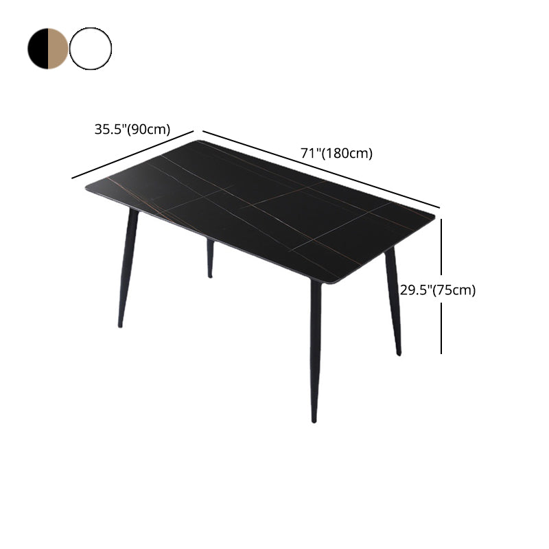 Modern Black Marble Counter Table Rectangle Dining Table for Kitchen