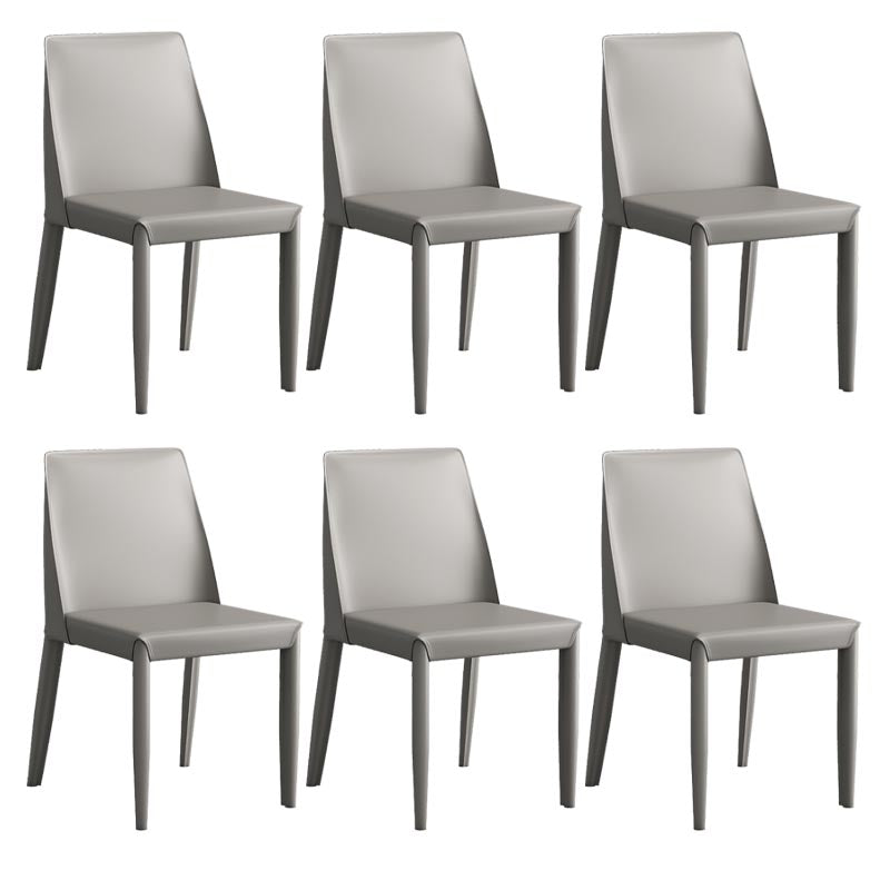 Modern Leather Dining Chair Parsons Furniture with Steel Legs in Matte Finish for Home