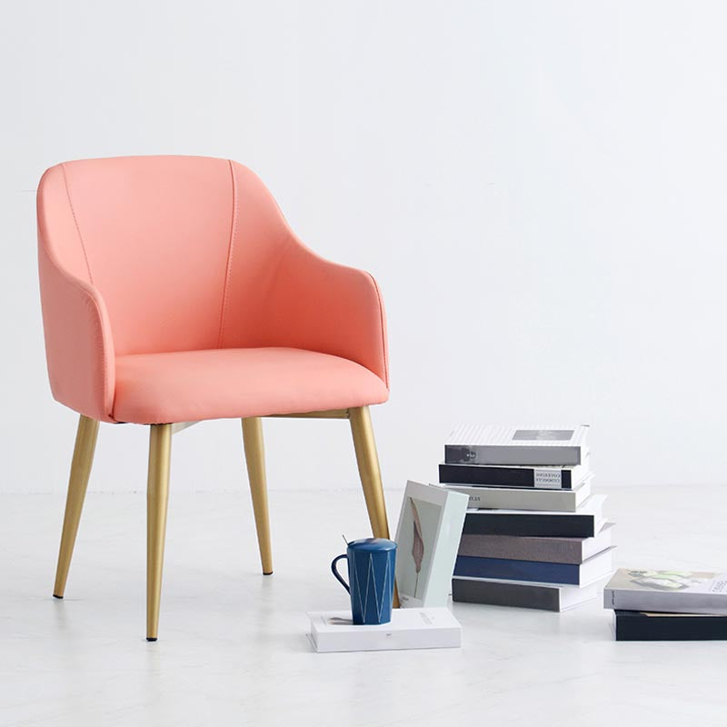 Upholstered Arm Chair Glam Dining Arm Chair with Gold Legs for Home