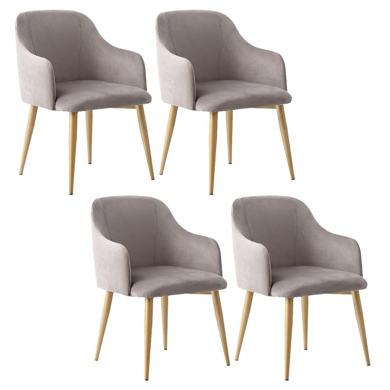 Upholstered Arm Chair Glam Dining Arm Chair with Gold Legs for Home