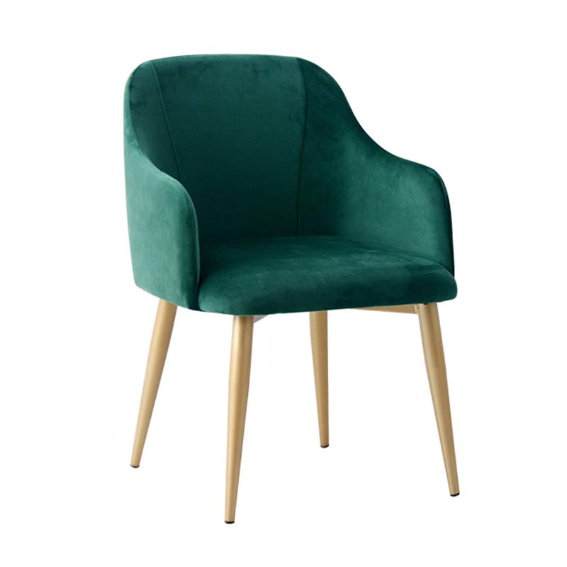 Upholstered Arm Chair Glam Dining Arm Chair with Gold Legs for Home