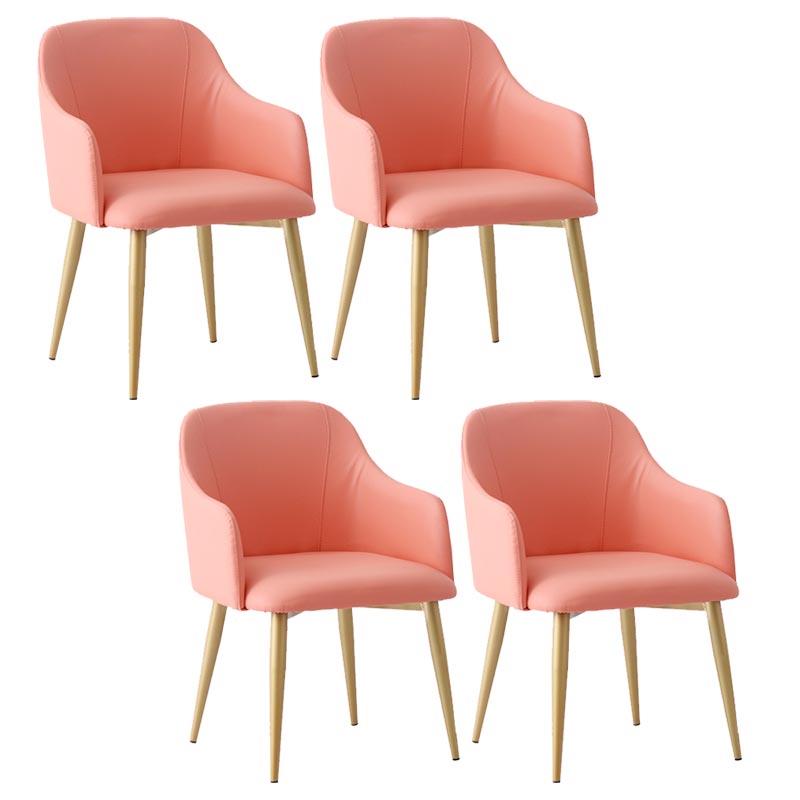 Upholstered Arm Chair Glam Dining Arm Chair with Gold Legs for Home