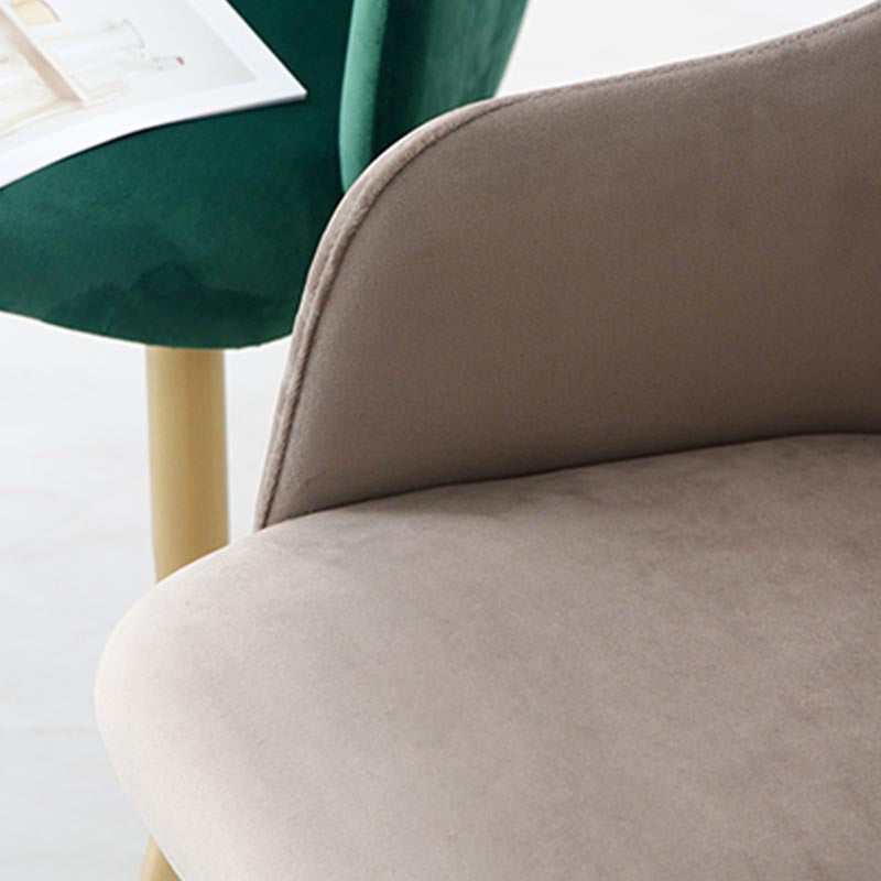 Upholstered Arm Chair Glam Dining Arm Chair with Gold Legs for Home