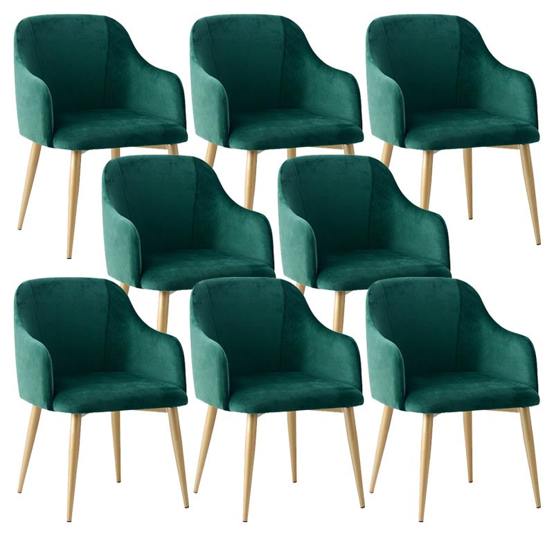 Upholstered Arm Chair Glam Dining Arm Chair with Gold Legs for Home