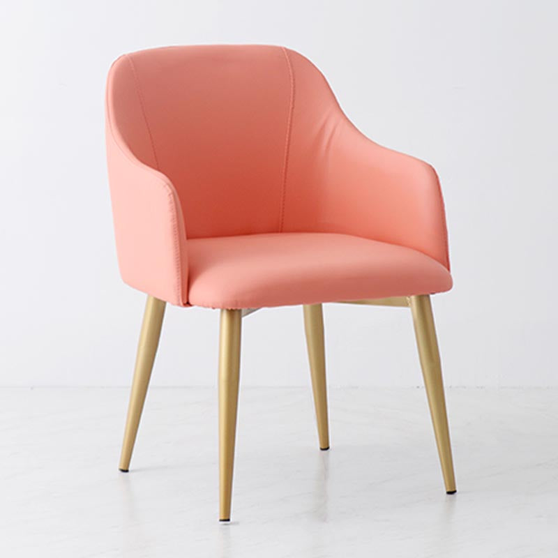 Upholstered Arm Chair Glam Dining Arm Chair with Gold Legs for Home