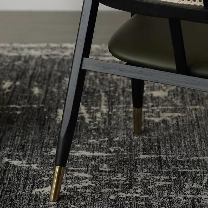 Glam Rattan Dining Chairs Open Back Dining Side Furniture with Wood Legs in Matte Finish