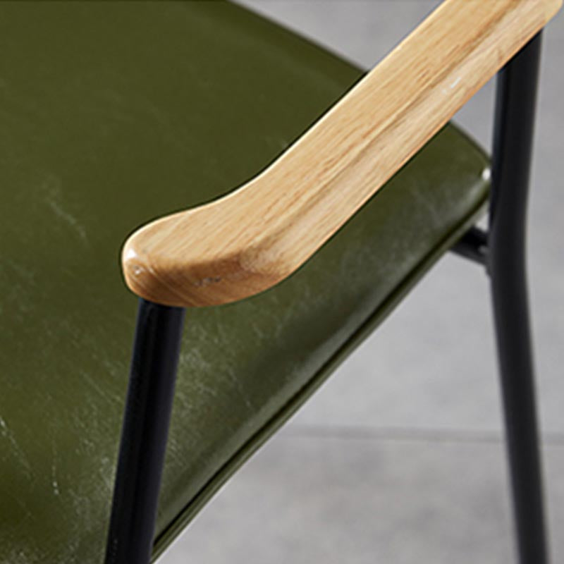 Industrial Dining Arm Chair Leather Dining Chair with Metal Base