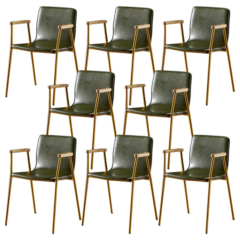 Industrial Dining Arm Chair Leather Dining Chair with Metal Base