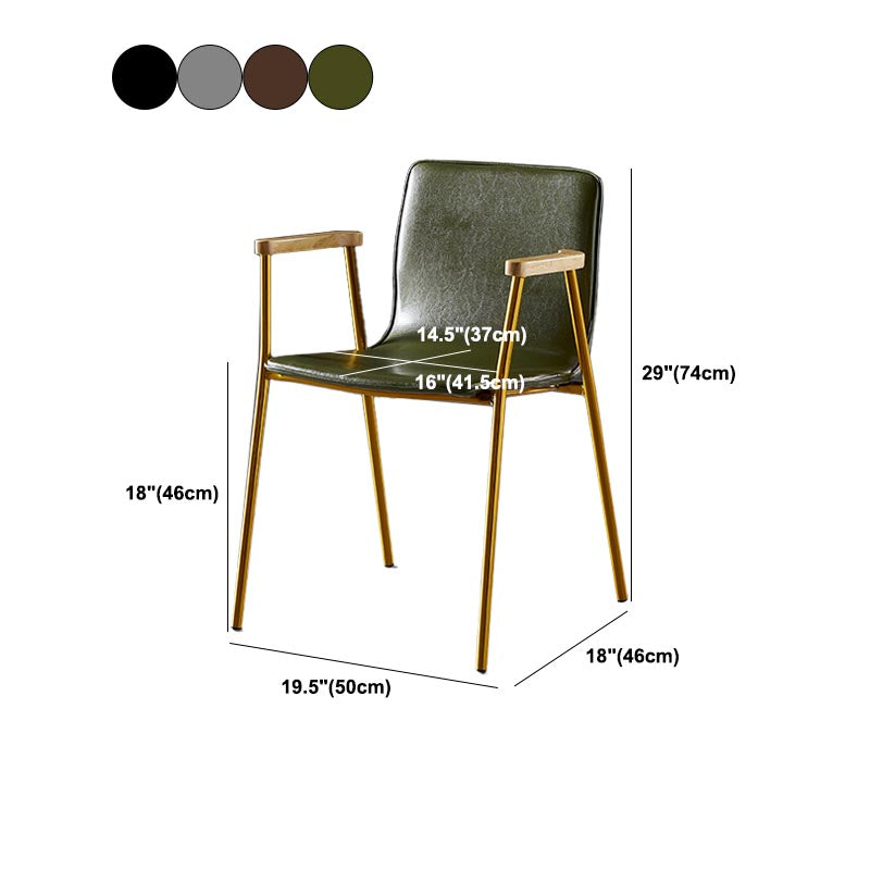 Industrial Dining Arm Chair Leather Dining Chair with Metal Base