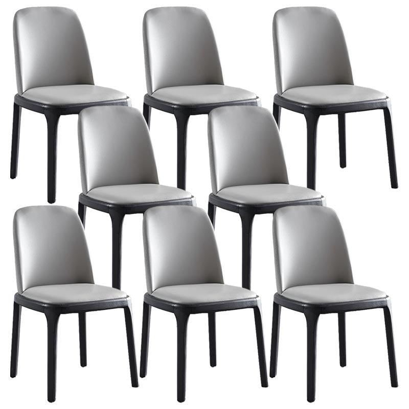 Contemporary Side Chair Leather Dining Chair with Solid Wood Legs
