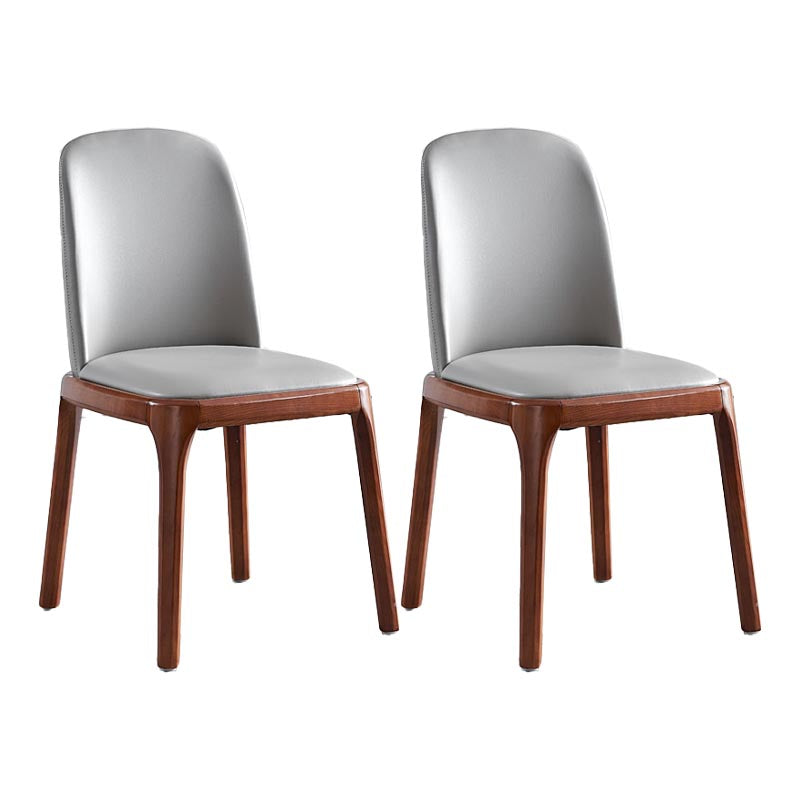 Contemporary Side Chair Leather Dining Chair with Solid Wood Legs