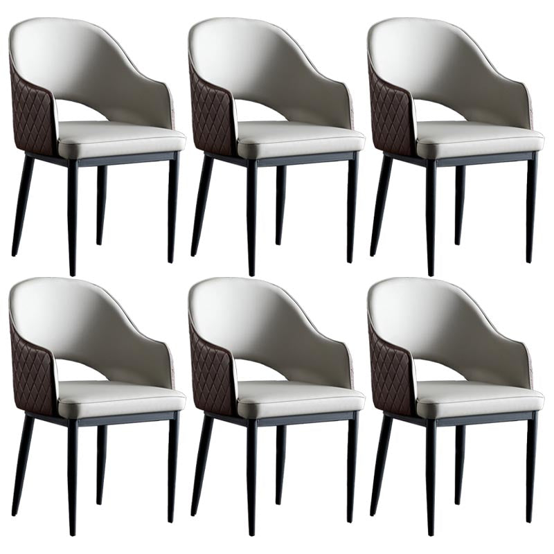 Glam Leather Dining Chair Open Back Dining Side Furniture with Iron Legs in Matte Finish