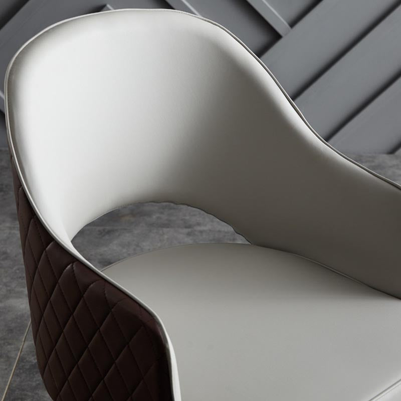 Glam Leather Dining Chair Open Back Dining Side Furniture with Iron Legs in Matte Finish