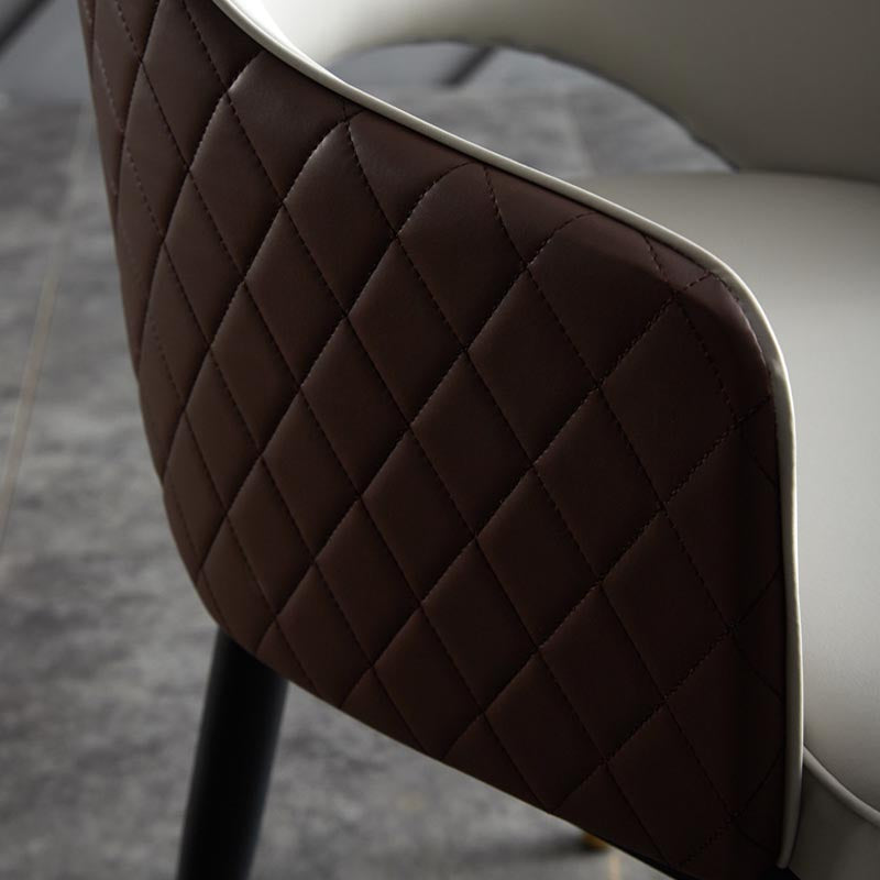 Glam Leather Dining Chair Open Back Dining Side Furniture with Iron Legs in Matte Finish